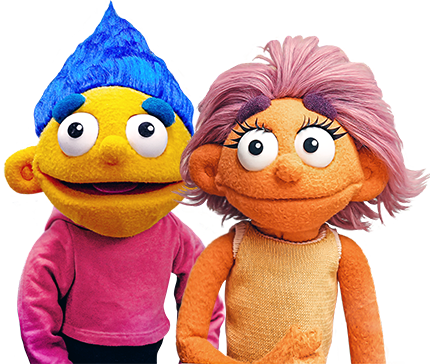 Mario y Veta personajes BBVA kids